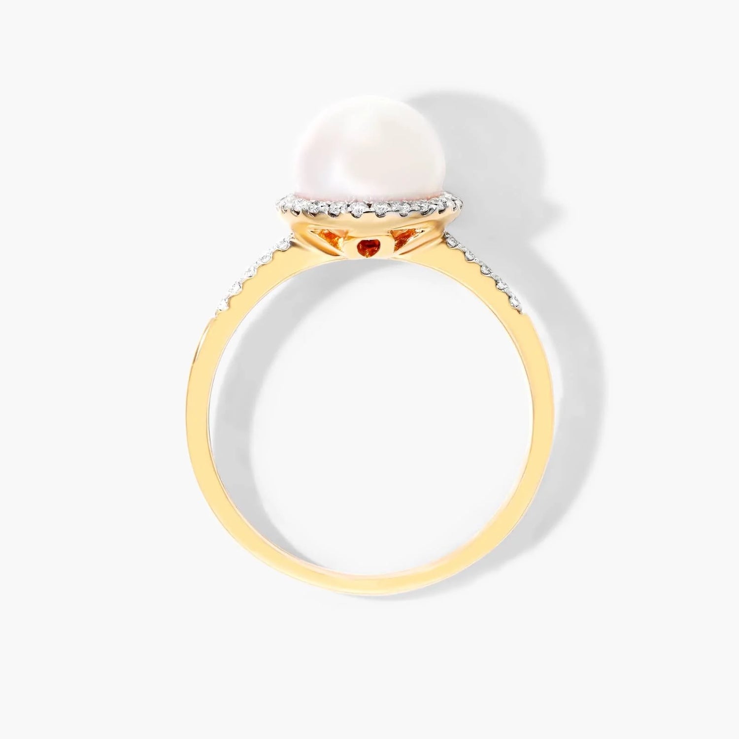 Anel De Diamante e Perola Solitaria em Ouro 18k
