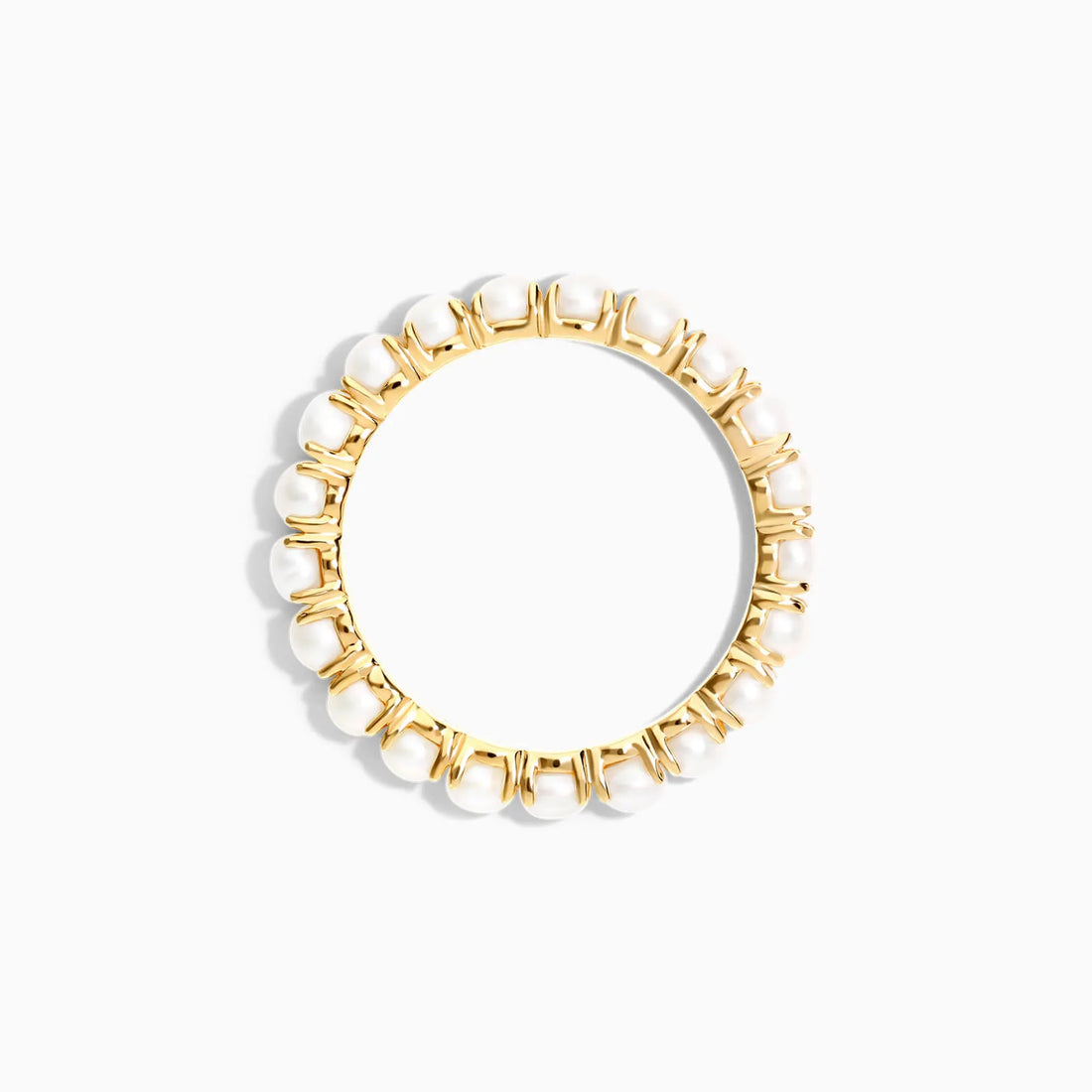 Anel Eternidade De Perolas em Ouro Amarelo 18k