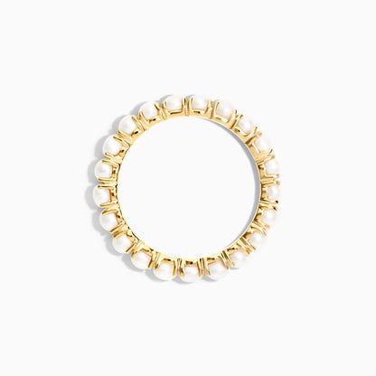 Anel Eternidade De Perolas em Ouro Amarelo 18k