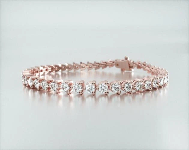 Pulseira Riviera Três Pontas De Diamante Ouro Rosa 18K 500pts