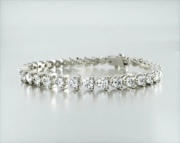Pulseira Riviera Três Pontas De Diamante Ouro Branco 18K 700pts