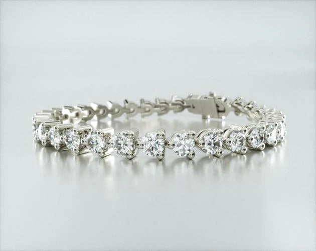 Pulseira Riviera Três Pontas De Diamante Ouro Branco 18K 1000pts