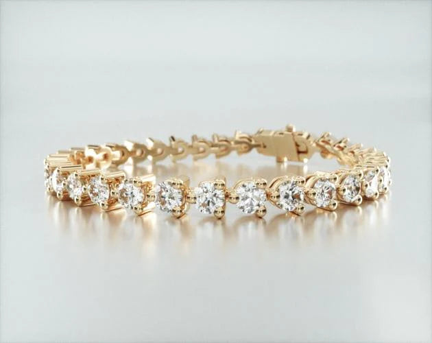 Pulseira Riviera Três Pontas De Diamante Ouro Amarelo 18K 1000pts