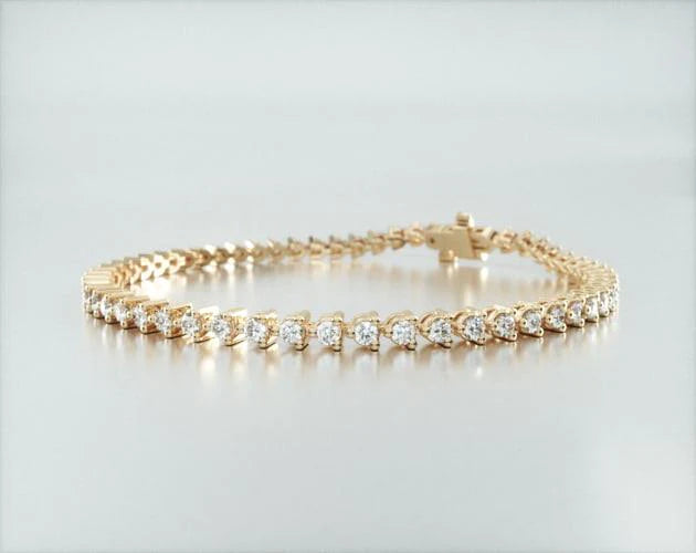 Pulseira Riviera Três Pontas De Diamante Ouro Amarelo 18K 200pts