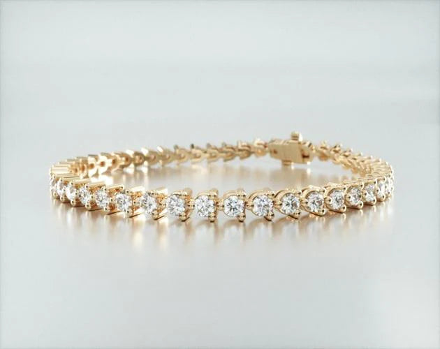 Pulseira Riviera Três Pontas De Diamante Ouro Amarelo 18K 400pts
