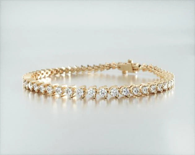 Pulseira Riviera Três Pontas De Diamante Ouro Amarelo 18K 300pts