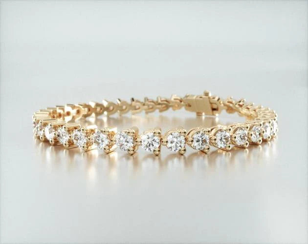 Pulseira Riviera Três Pontas De Diamante Ouro Amarelo 18K 700pts