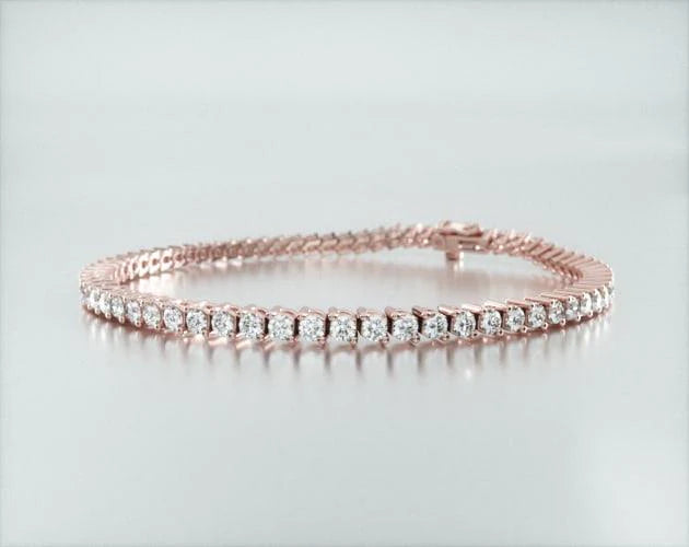 Pulseira Riviera Dois Pinos De Diamante Ouro Rosa 18K 300pts