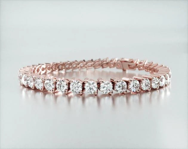 Pulseira Riviera Dois Pinos De Diamante Ouro Rosa 18K 1000pts