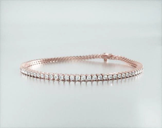 Pulseira Riviera Dois Pinos De Diamante Ouro Rosa 18K 200pts