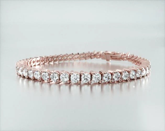 Pulseira Riviera Dois Pinos De Diamante Ouro Rosa 18K 700pts