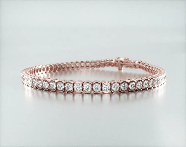 Pulseira Riviera De Diamantes 300pts Feminina Ouro Rosa 18k