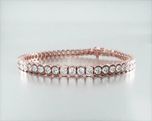 Pulseira Riviera De Diamantes 500pts Feminina Ouro Rosa 18k
