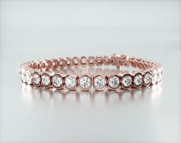Pulseira Riviera De Diamantes 1000pts Feminina Ouro Rosa 18k