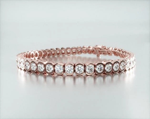 Pulseira Riviera De Diamantes 700pts Feminina Ouro Rosa 18k