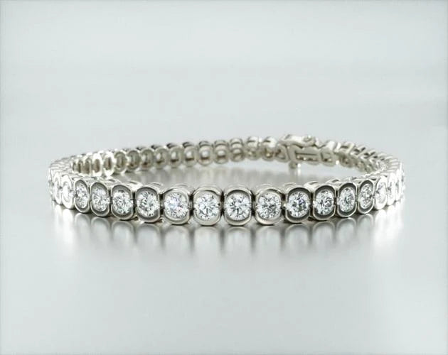 Pulseira Riviera De Diamantes 700pts Feminina Ouro Branco 18k