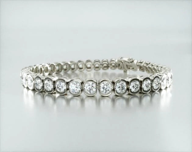 Pulseira Riviera De Diamantes 1000pts Feminina Ouro Branco 18k