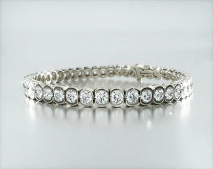 Pulseira Riviera De Diamantes 800pts Feminina Ouro Branco 18k