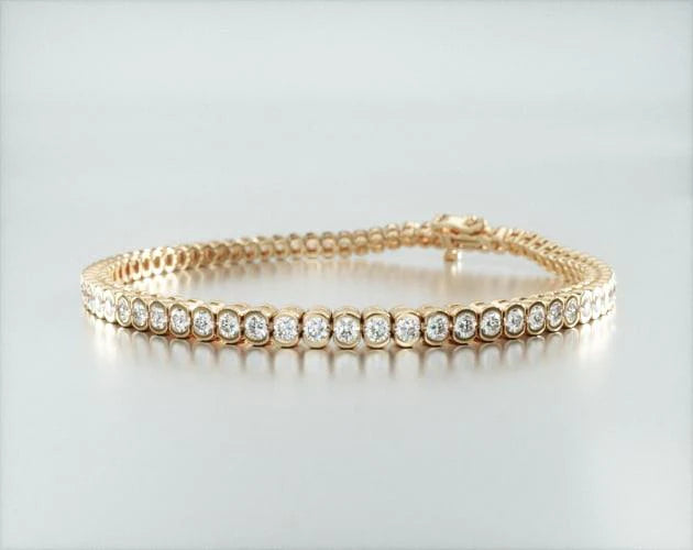 Pulseira Riviera De Diamantes 200pts Feminina Ouro Amarelo 18k