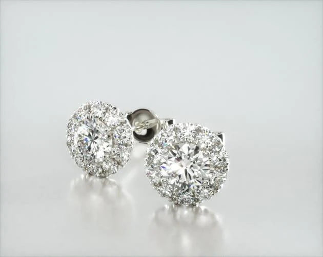 Brinco feminino de diamante Ouro 18k Solitario  Brilhante 50 Pts o par