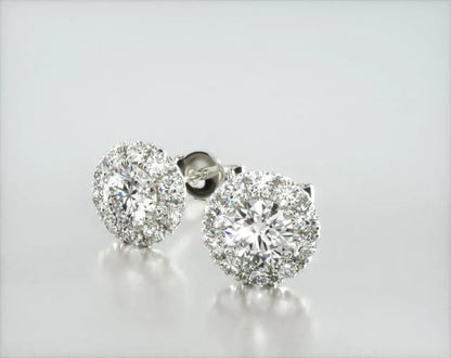 Brinco feminino de diamante Ouro 18k Solitario  Brilhante 50 Pts o par
