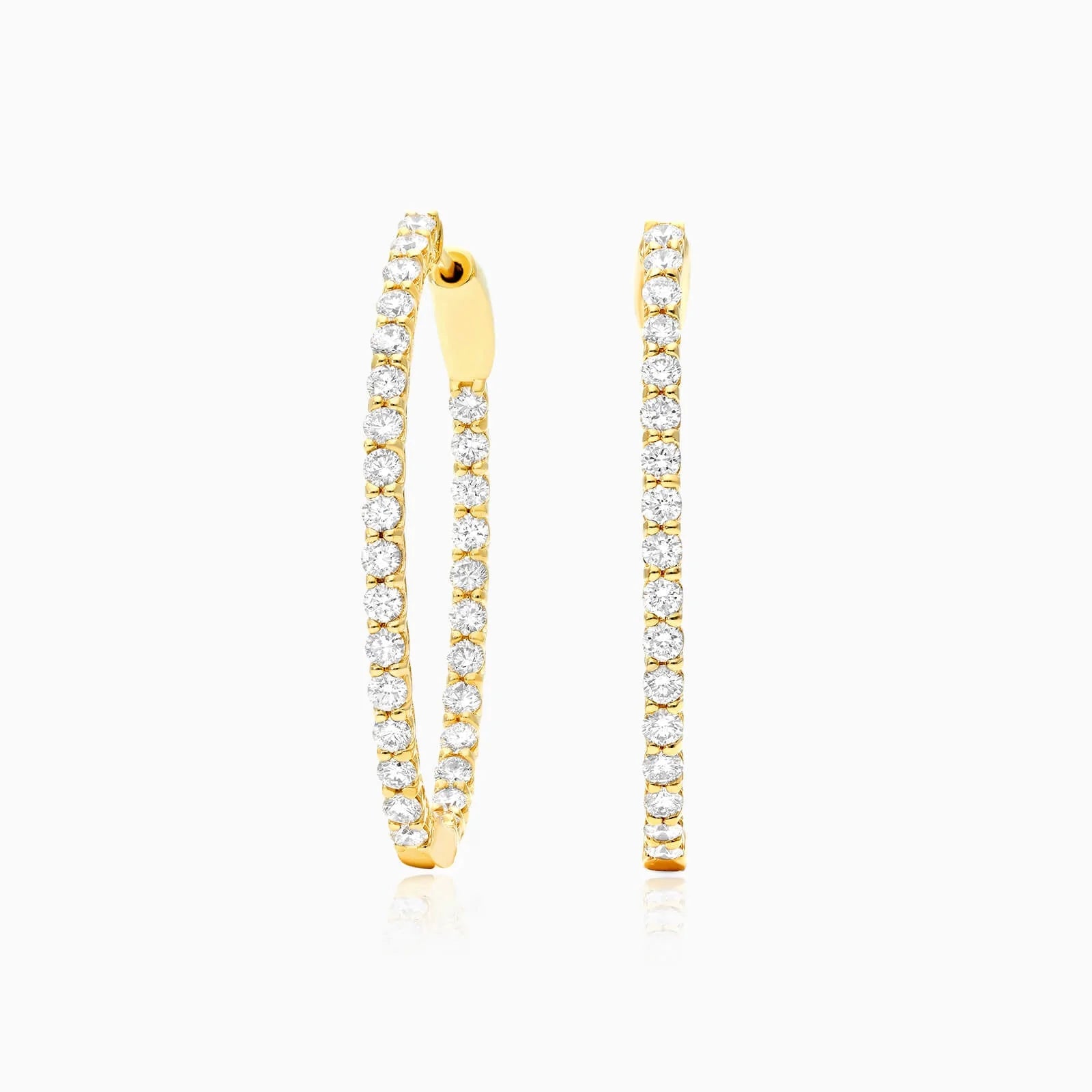Brinco Argola De Ouro Feminino Brilhante Diamante  300 pts