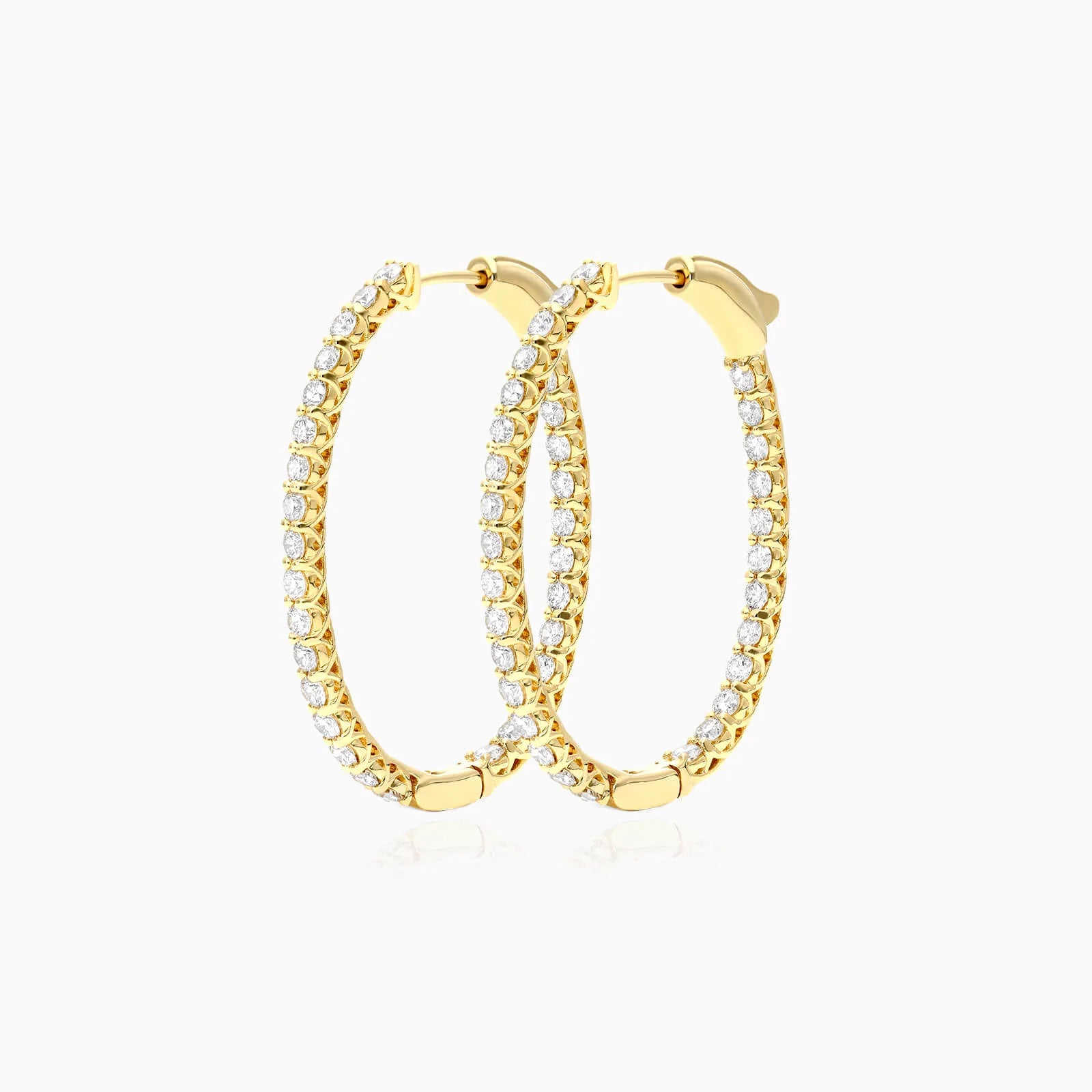 Brinco De Ouro Feminino Brilhante Diamante Argola 300 pts