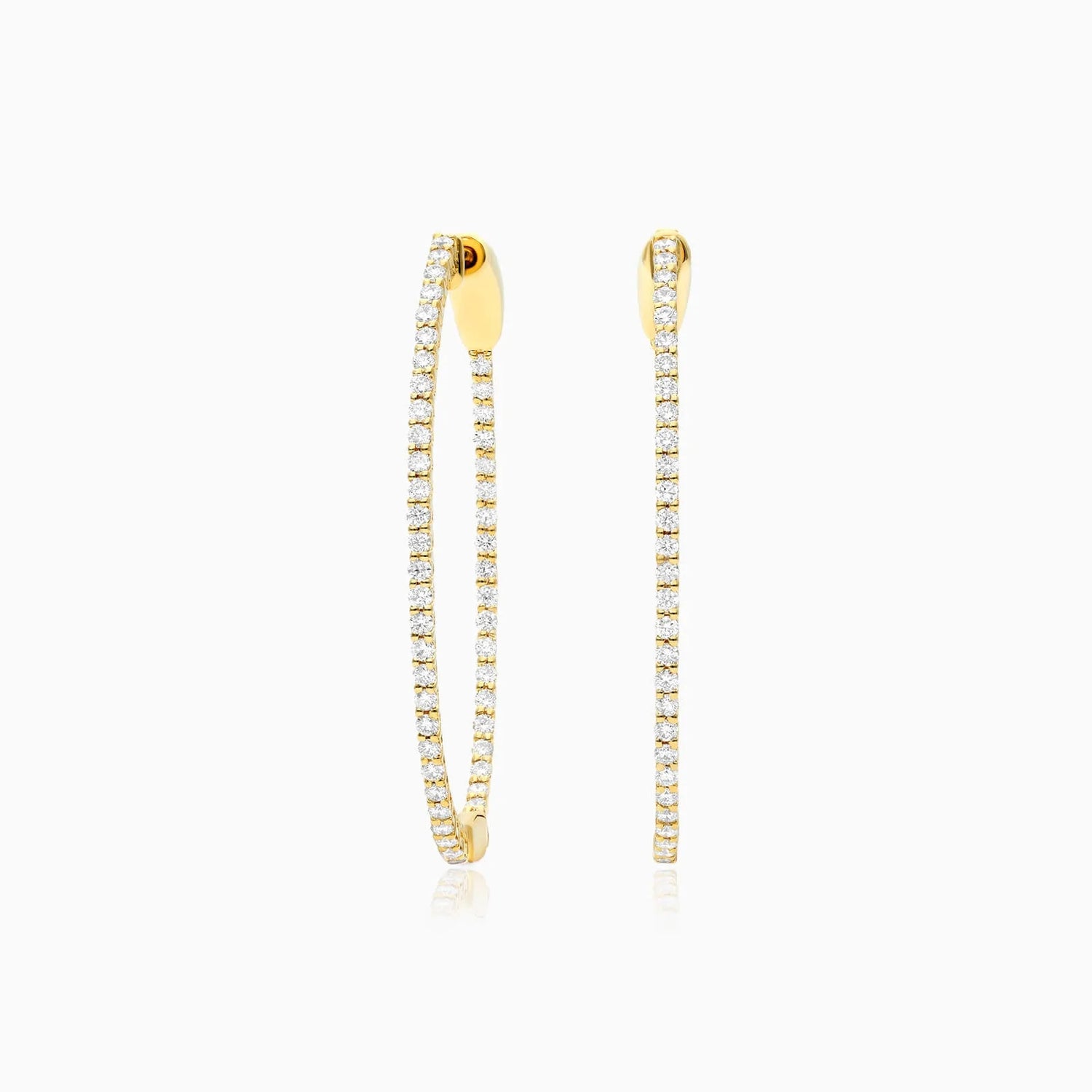 Brinco De Ouro Feminino Brilhante Diamante Argola 100 pts