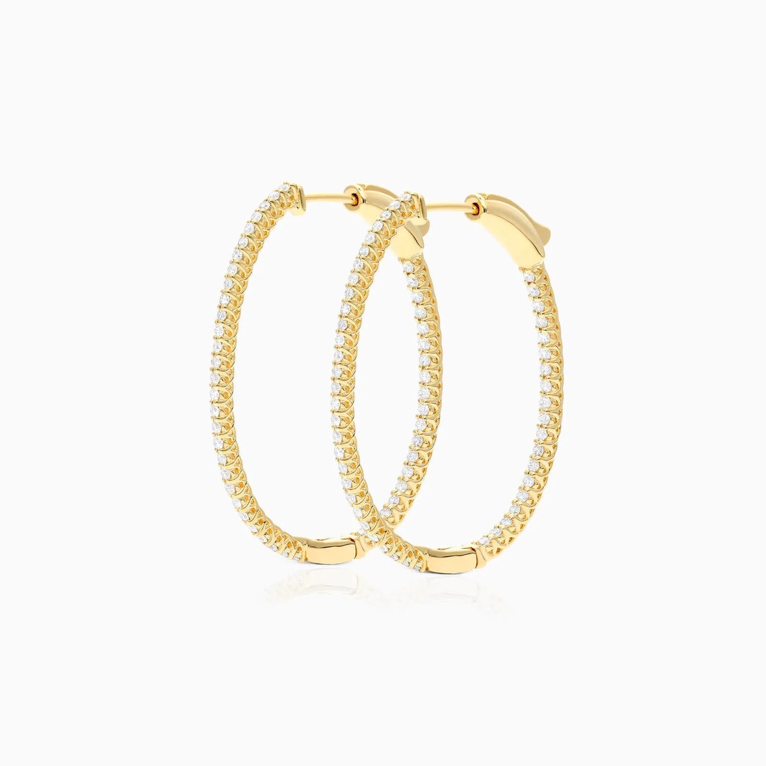Brinco De Ouro Feminino Brilhante Diamante Argola 100 pts