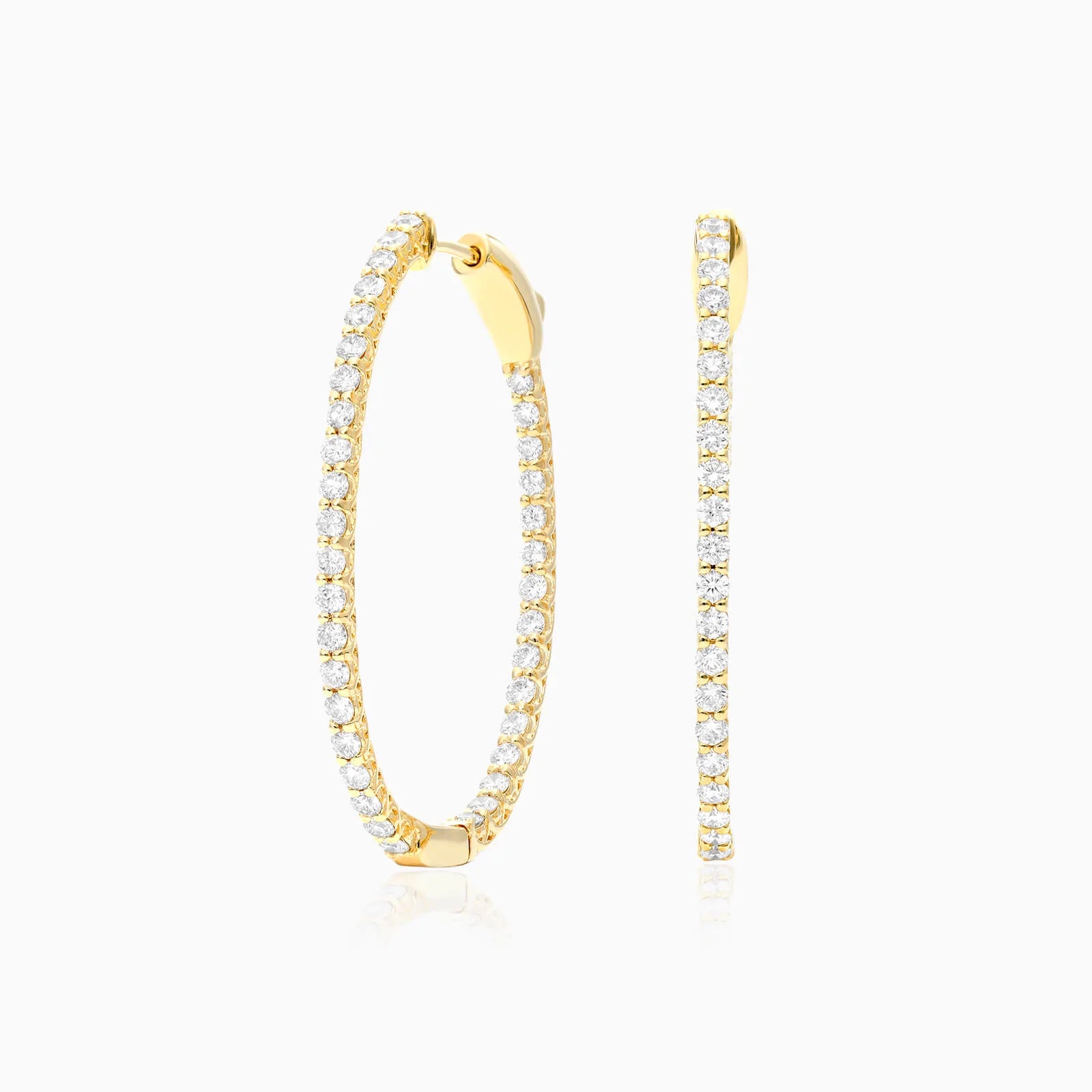 Brinco De Ouro Feminino Brilhante Diamante Argola 200 pts