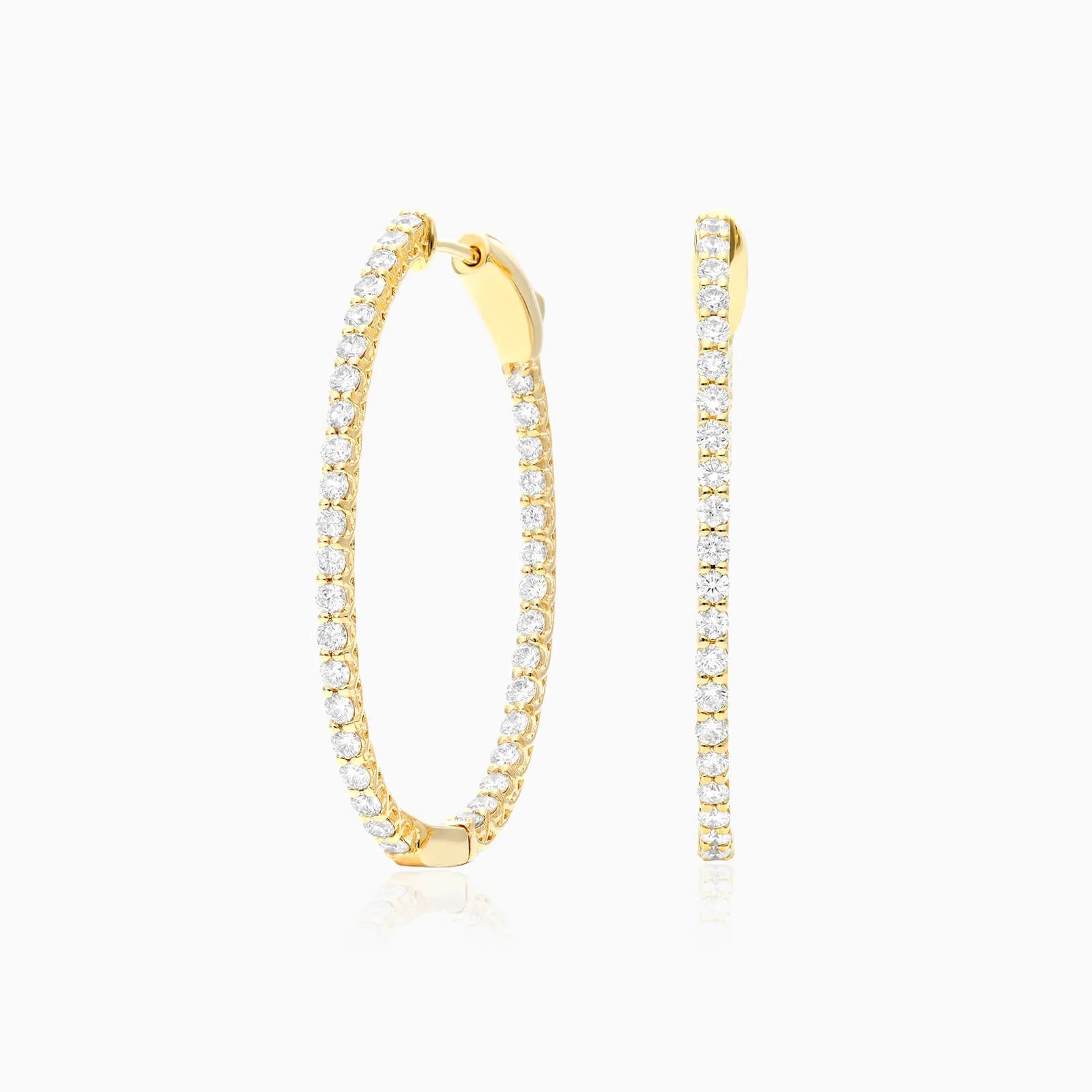 Brinco De Ouro Feminino Brilhante Diamante Argola 200 pts