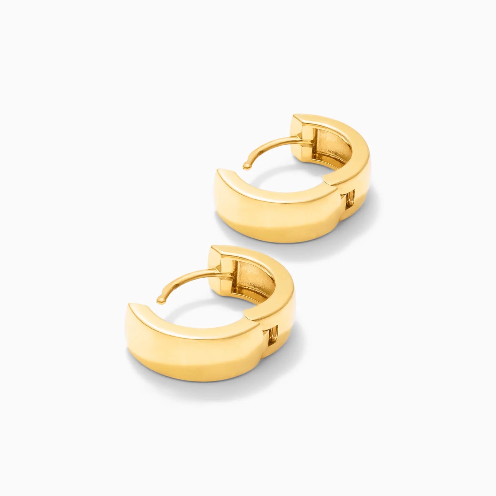 Brinco de Ouro 18k Argola Huggie Larga 5mm de Luxo