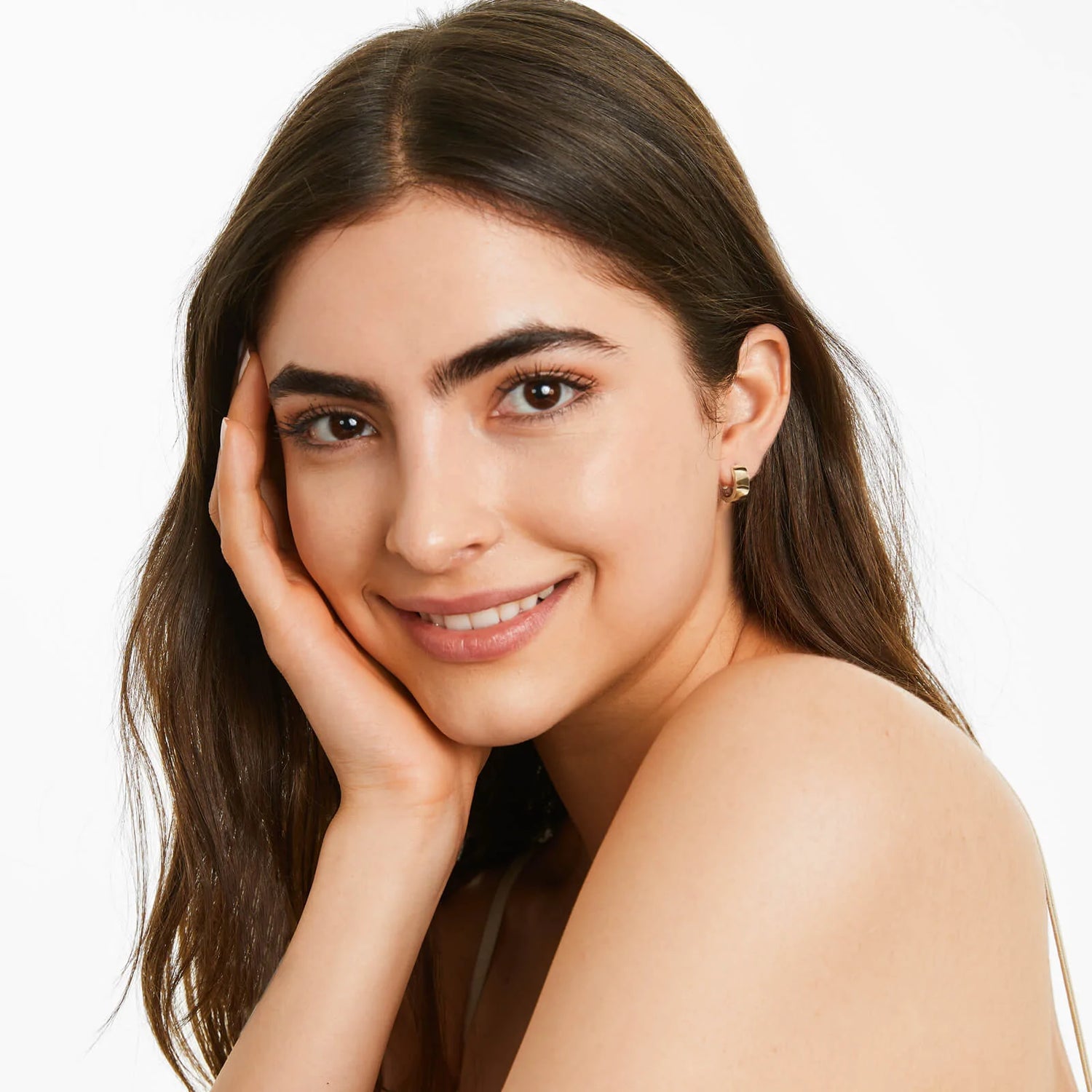 Brinco de Ouro 18k Argola Huggie Larga 5mm de Luxo