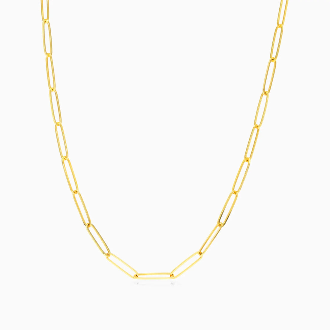 Corrente Feminina Elos De Clipes De Ouro Amarelo 18k De Luxo 2,6mm