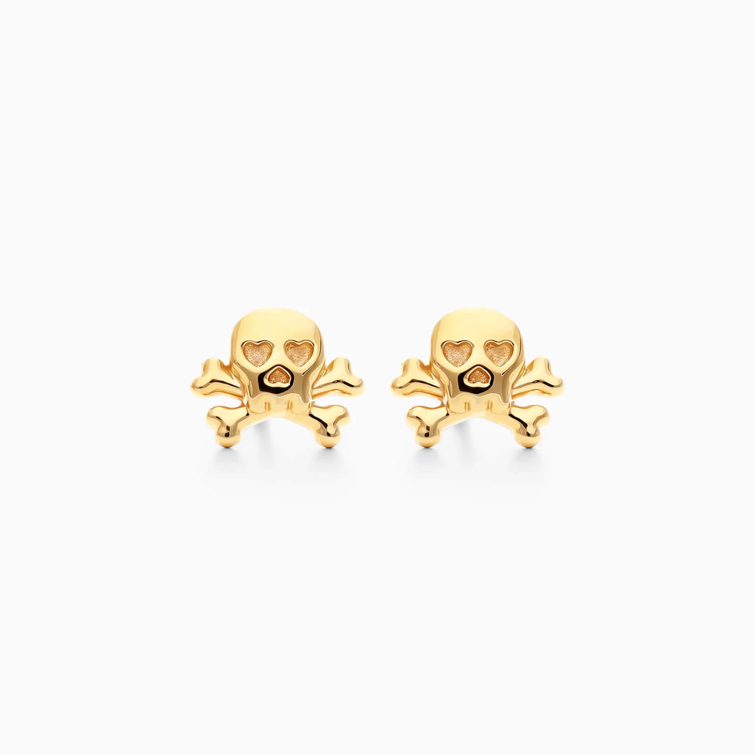 Brinco De Caveira em Ouro Amarelo 18k Com Coraçao