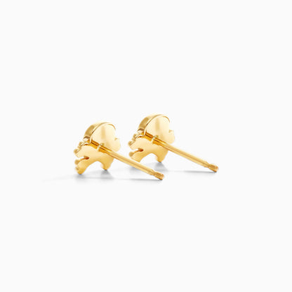 Brinco De Caveira em Ouro Amarelo 18k Com Coraçao