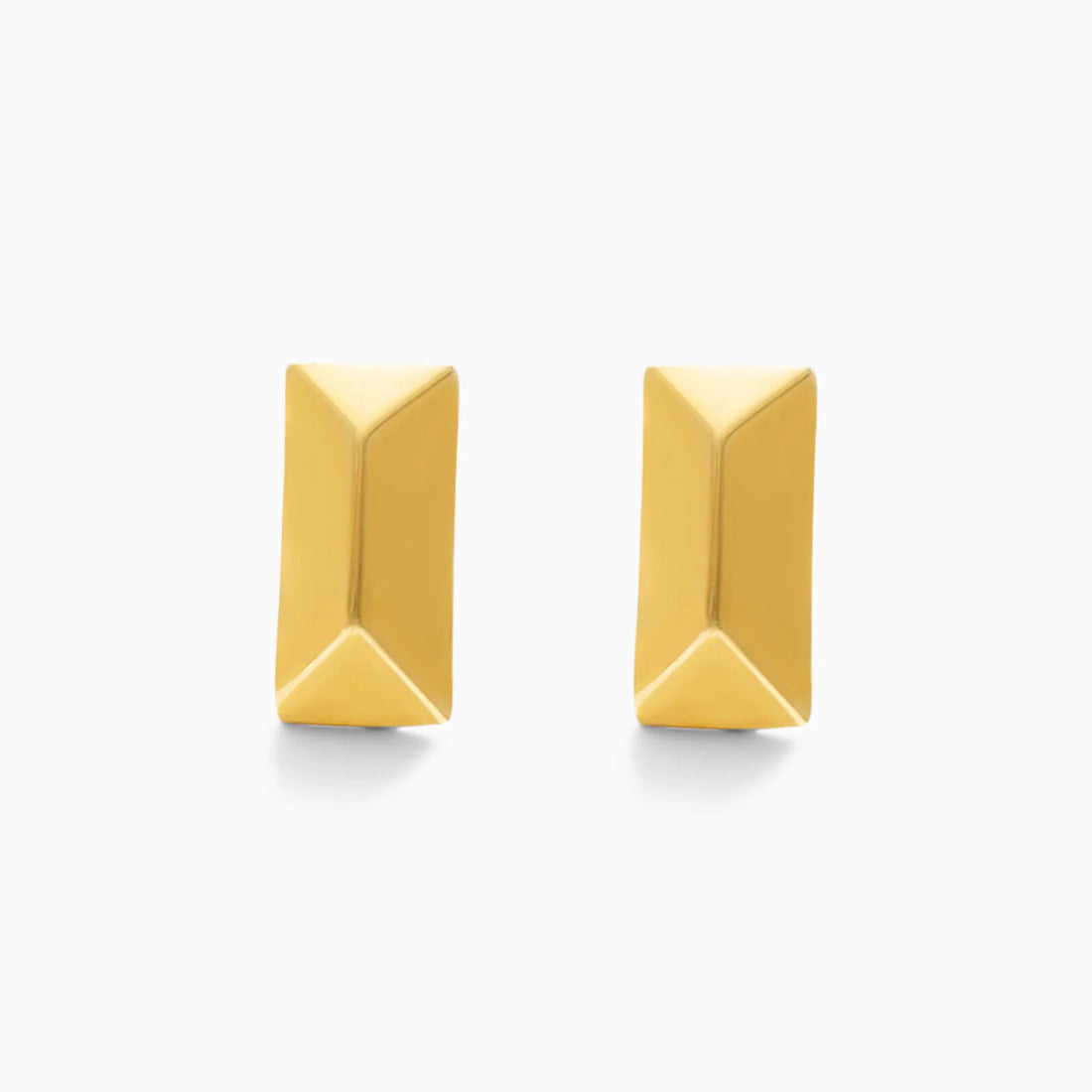 Brinco de Ouro Amarelo 18k Piramide Longa De Luxo