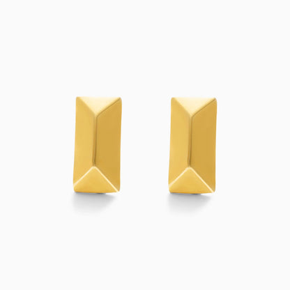 Brinco de Ouro Amarelo 18k Piramide Longa De Luxo