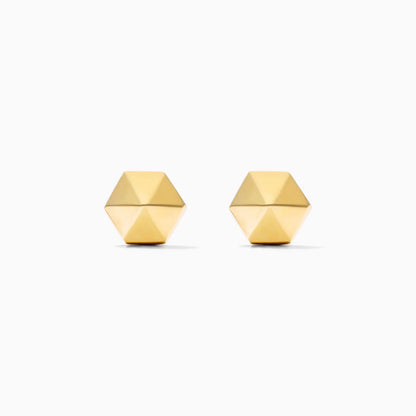 Brinco De Ouro 18k Amarelo de Piramidê Hexagonal Luxo