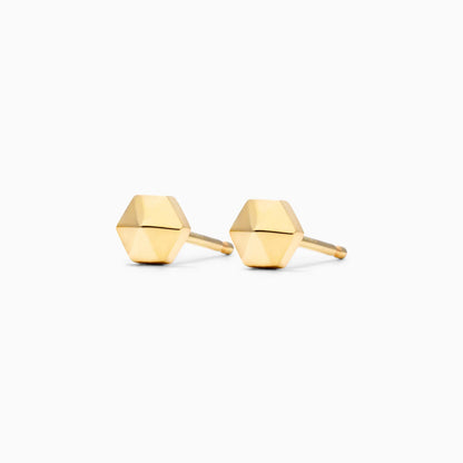 Brinco De Ouro 18k Amarelo de Piramidê Hexagonal Luxo