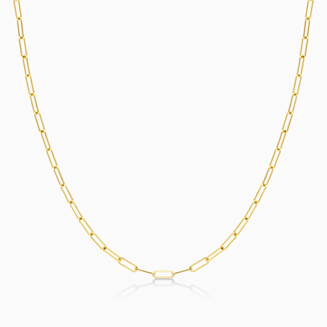 Corrente Feminina Elos De Clipes De Ouro Amarelo 18k De Luxo 1,5mm