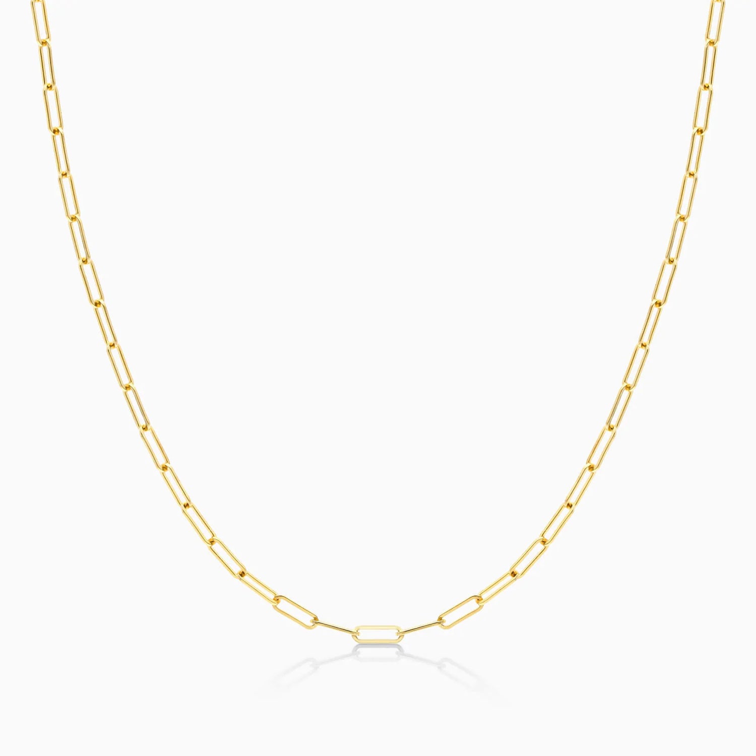Corrente Feminina Elos De Clipes De Ouro Amarelo 18k De Luxo 1,5mm