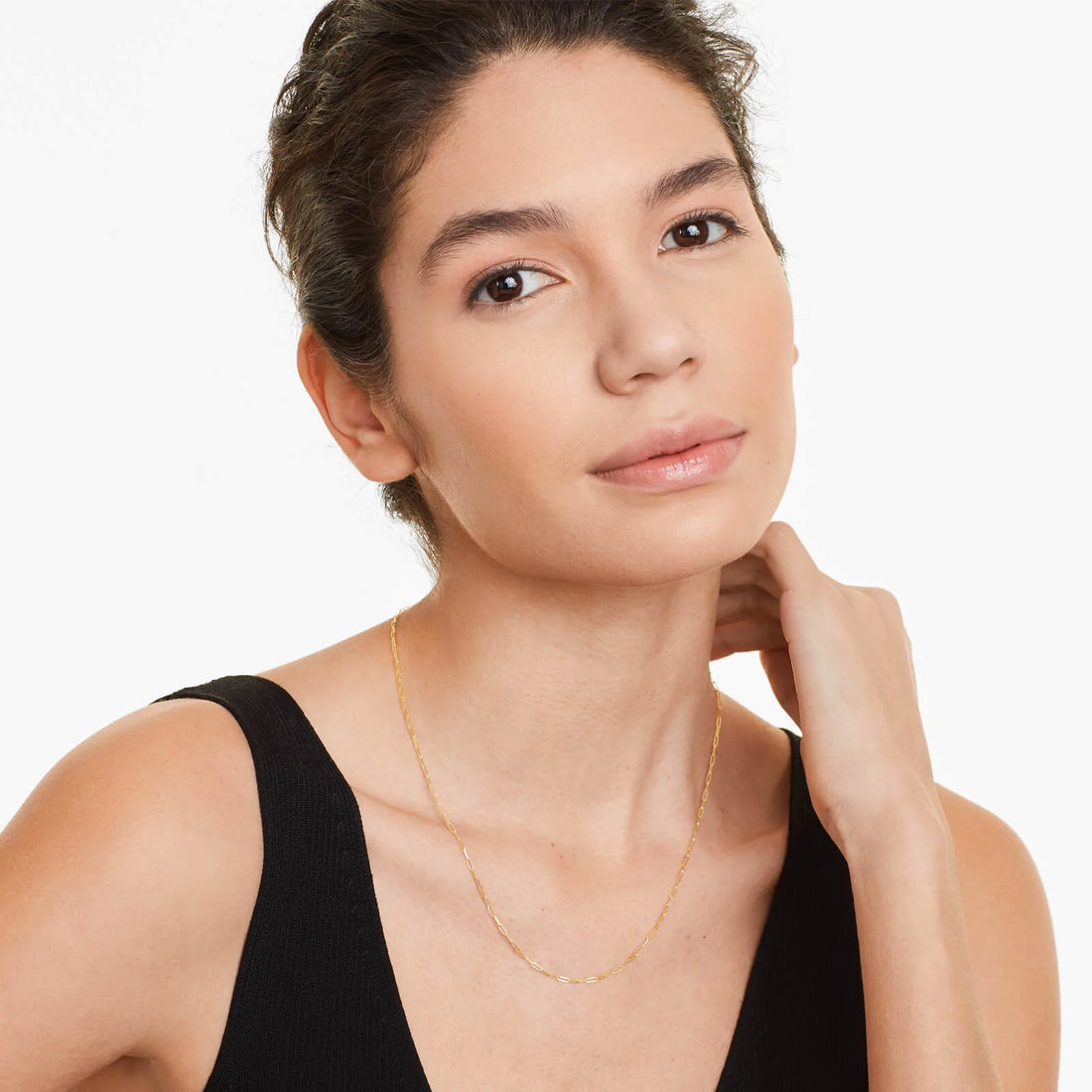 Corrente Feminina Elos De Clipes De Ouro Amarelo 18k De Luxo 1,5mm