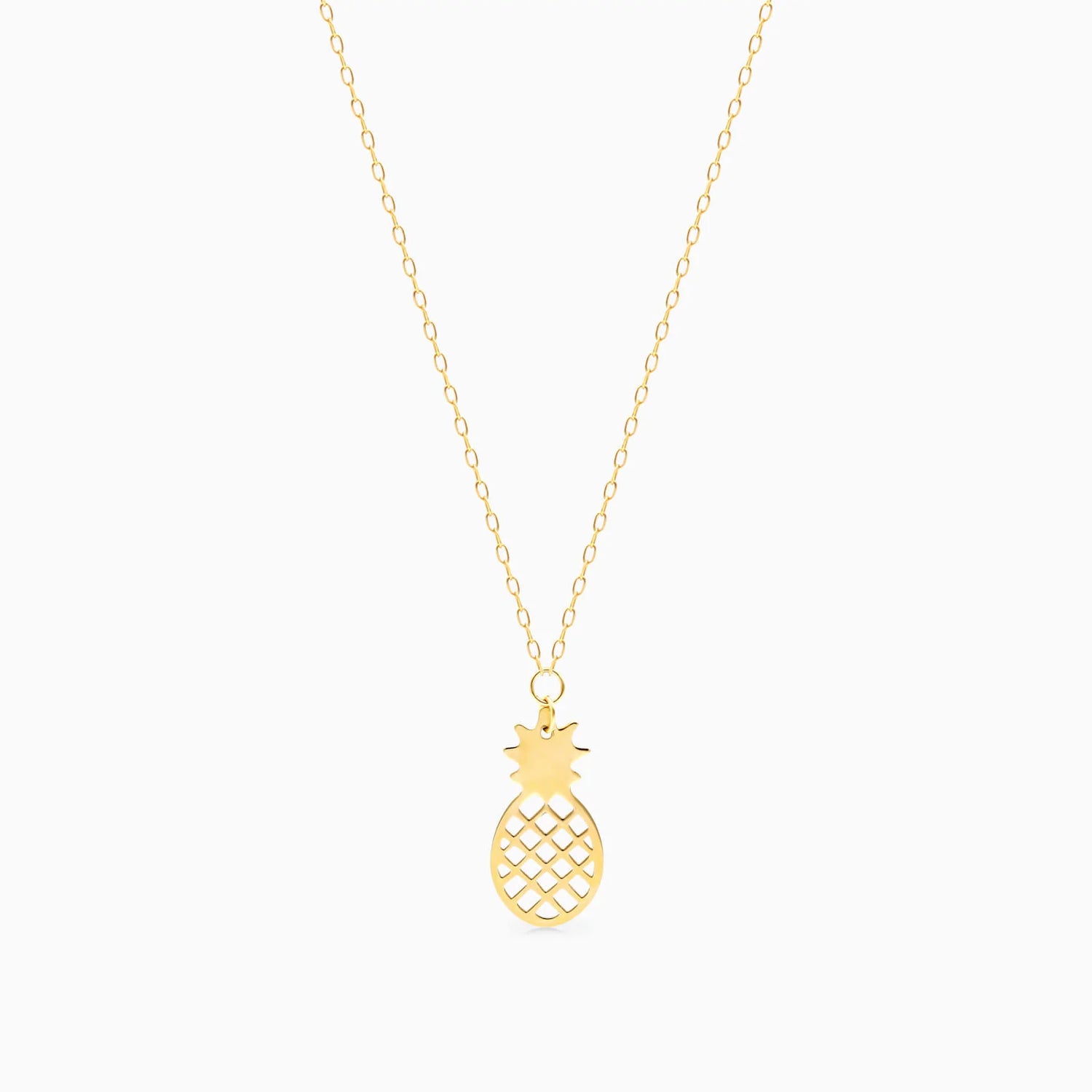 Colar Corrente De Ouro Amarelo 18k com Pingente de Abacaxi