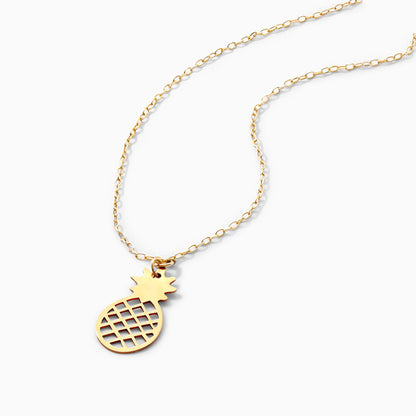 Colar Corrente De Ouro Amarelo 18k com Pingente de Abacaxi
