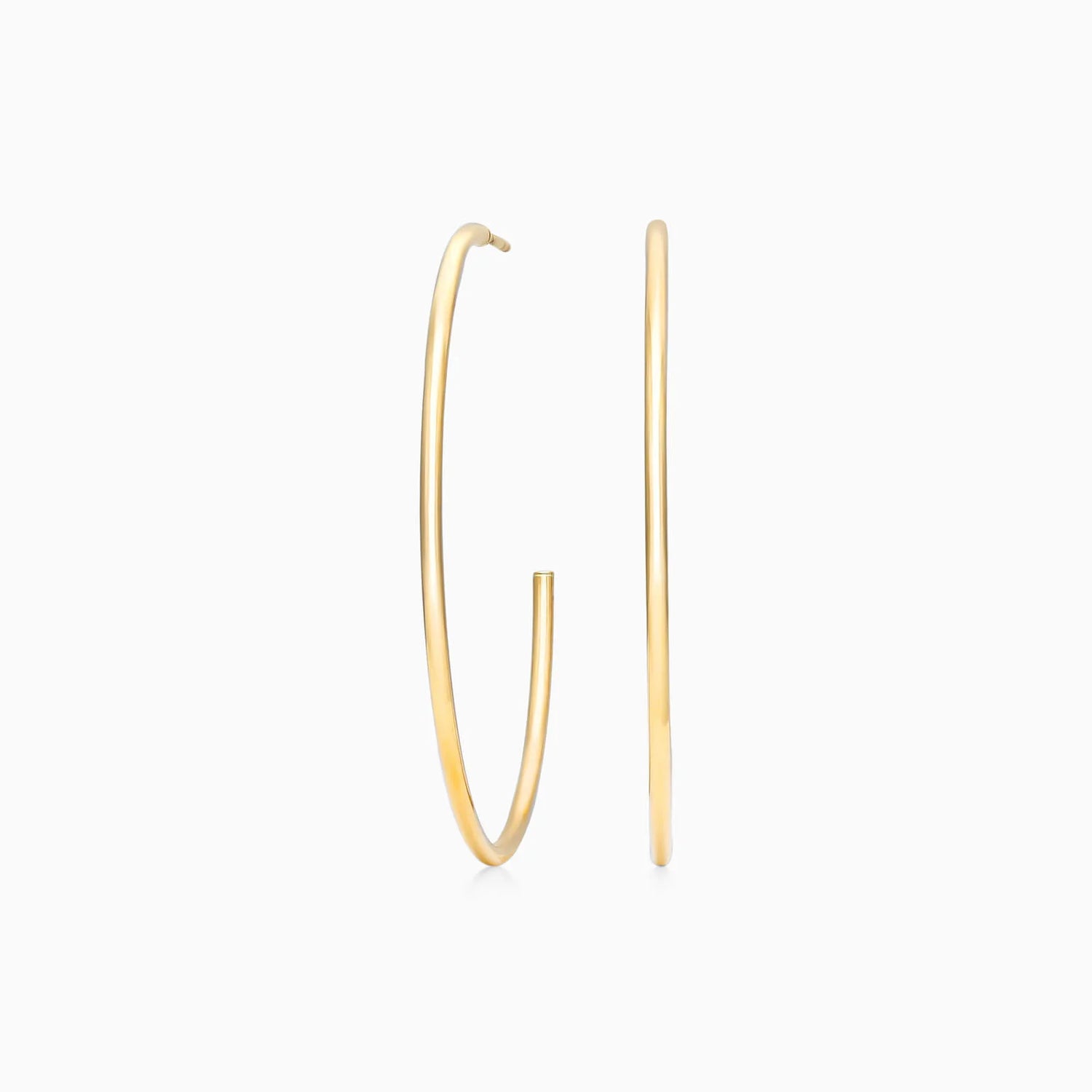 Brinco De Ouro Amarelo 18k Luxo Argola 1,5 Polegadas Aberta