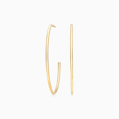 Brinco De Ouro Amarelo 18k Luxo Argola 1,5 Polegadas Aberta