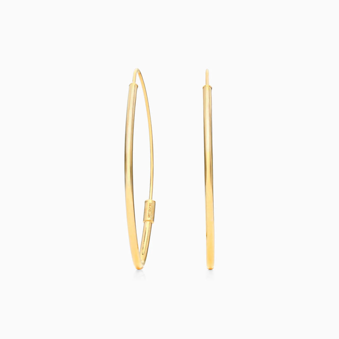 Brinco De Ouro Amarelo 18k Argola Hexagono com Ponta