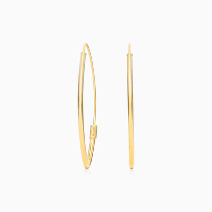Brinco De Ouro Amarelo 18k Argola Hexagono com Ponta
