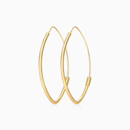 Brinco De Ouro Amarelo 18k Argola Hexagono com Ponta
